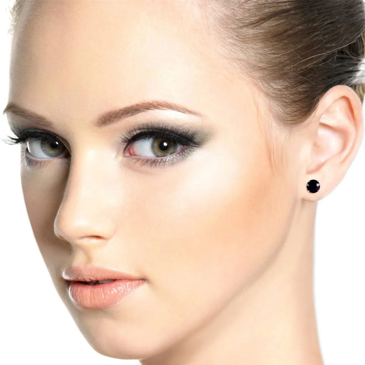 1 Carat 14K Solid Rose Gold Stud Earrings 1.0 Carat Natural Black Diamond