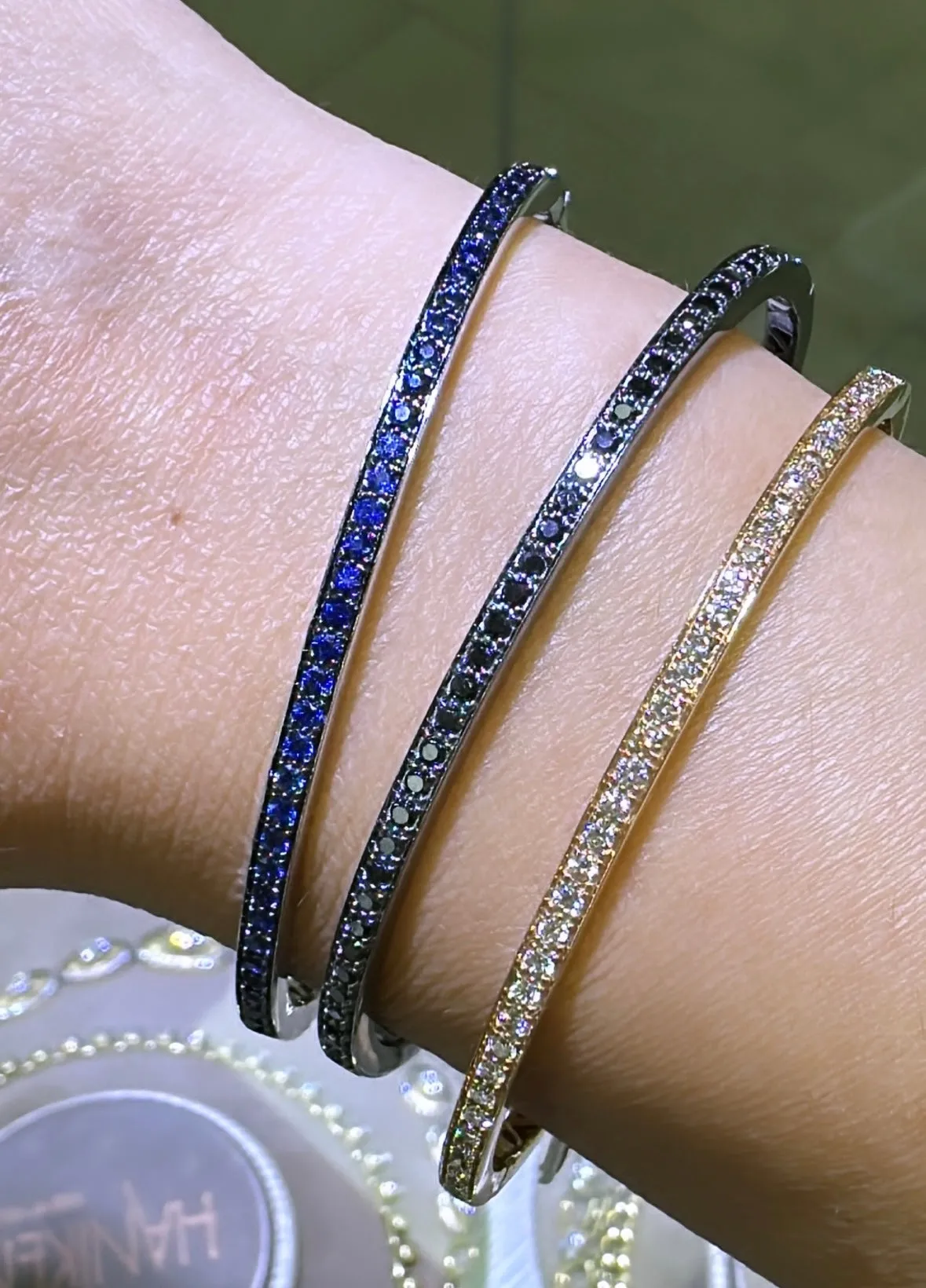1.11ct t.w. Royal Blue Sapphire White Gold Bangle Bracelet