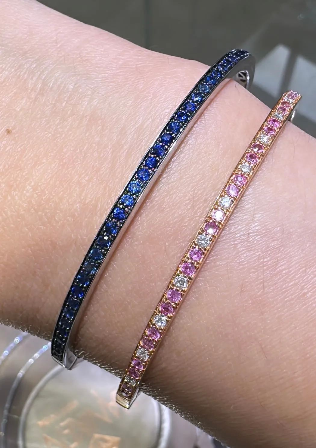 1.11ct t.w. Royal Blue Sapphire White Gold Bangle Bracelet