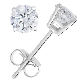 1/2 cttw SI1-SI2 Certified Diamond Stud Earrings 14K White Gold H-I Color Round Push Backs