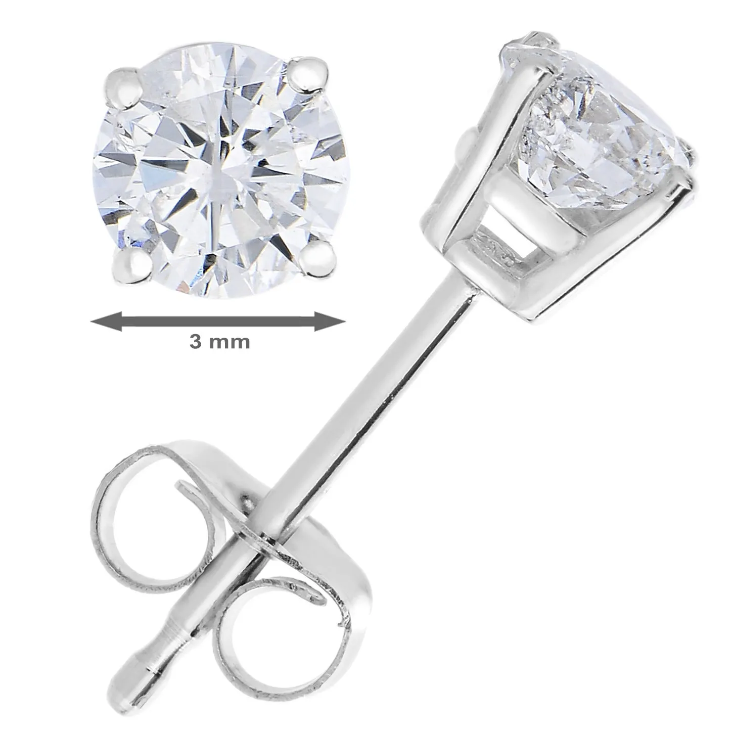 1/2 cttw SI1-SI2 Certified Diamond Stud Earrings 14K White Gold H-I Color Round Push Backs