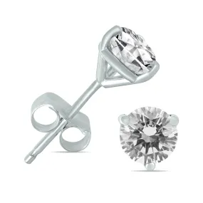 1/4 Carat Tw Ags Certified Martini Set Round Diamond Solitaire Earrings In 14K White Gold I-J Color, I1-I2 Clarity