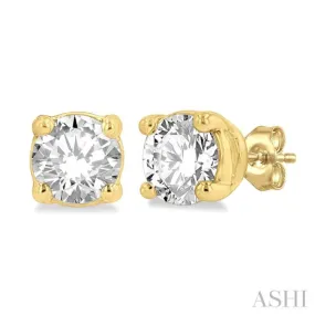1/4 ctw Round Cut Diamond Stud Earring in 14K Yellow Gold