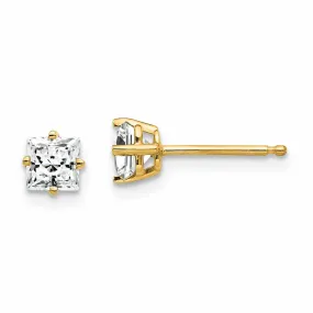 14 Yellow Gold Princess Cut Cubic Zirconia Earring