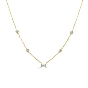 14K Gold & Emerald-Cut Diamond Station Necklace - 0.27ct