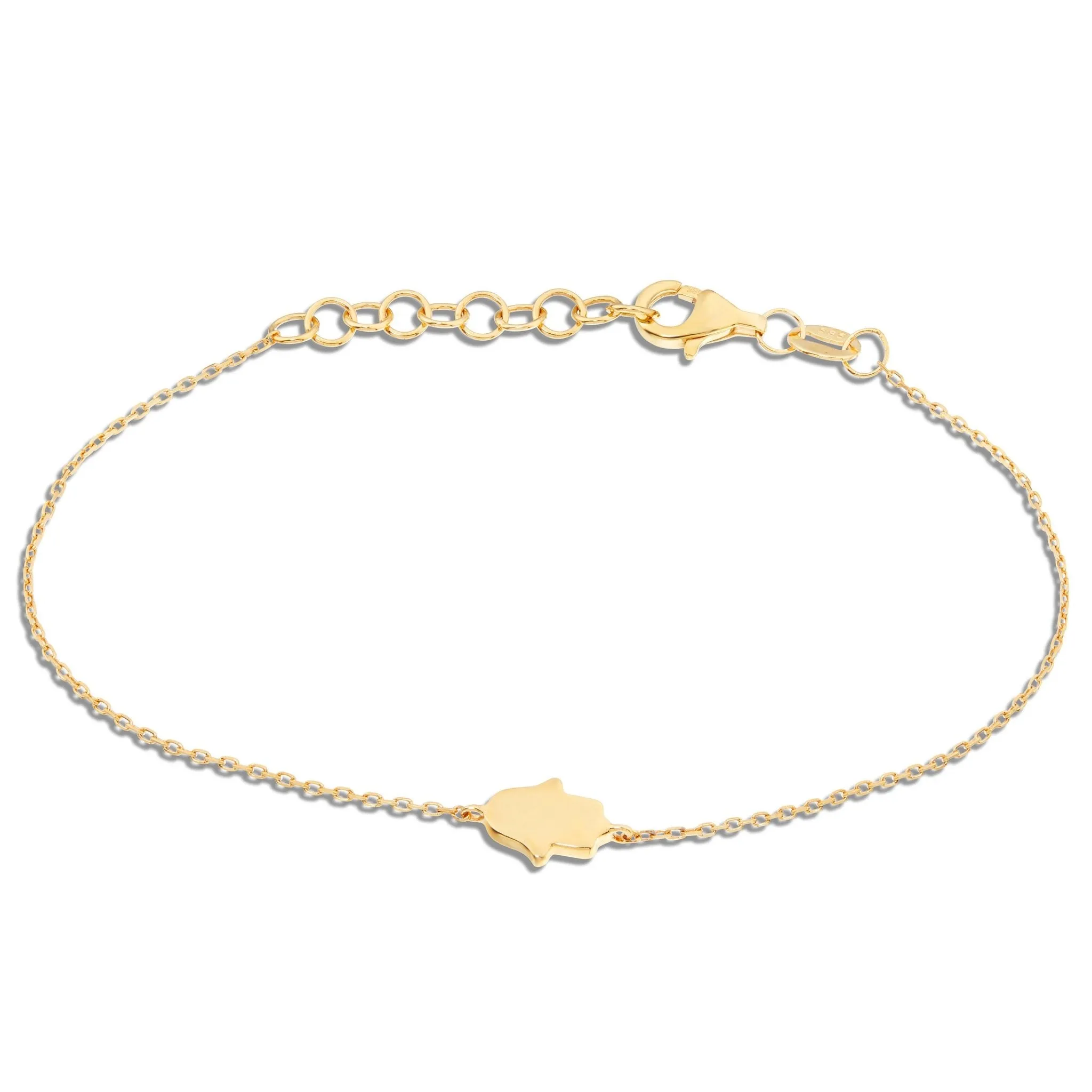 14K Gold Blue Enamel Hamsa Charm Bracelet