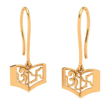 14k Om And Swastika Symbols Gold Earrings  Designs For Women
