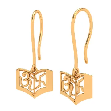 14k Om And Swastika Symbols Gold Earrings  Designs For Women