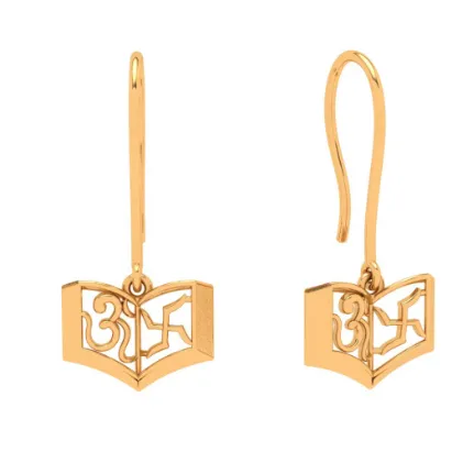 14k Om And Swastika Symbols Gold Earrings  Designs For Women