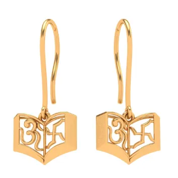 14k Om And Swastika Symbols Gold Earrings  Designs For Women