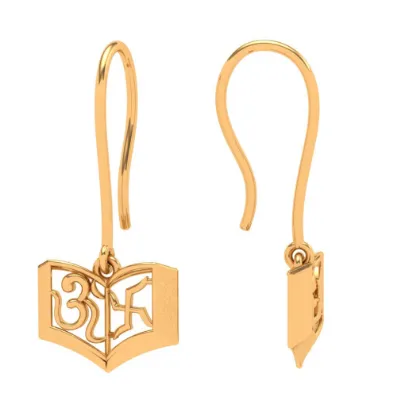 14k Om And Swastika Symbols Gold Earrings  Designs For Women