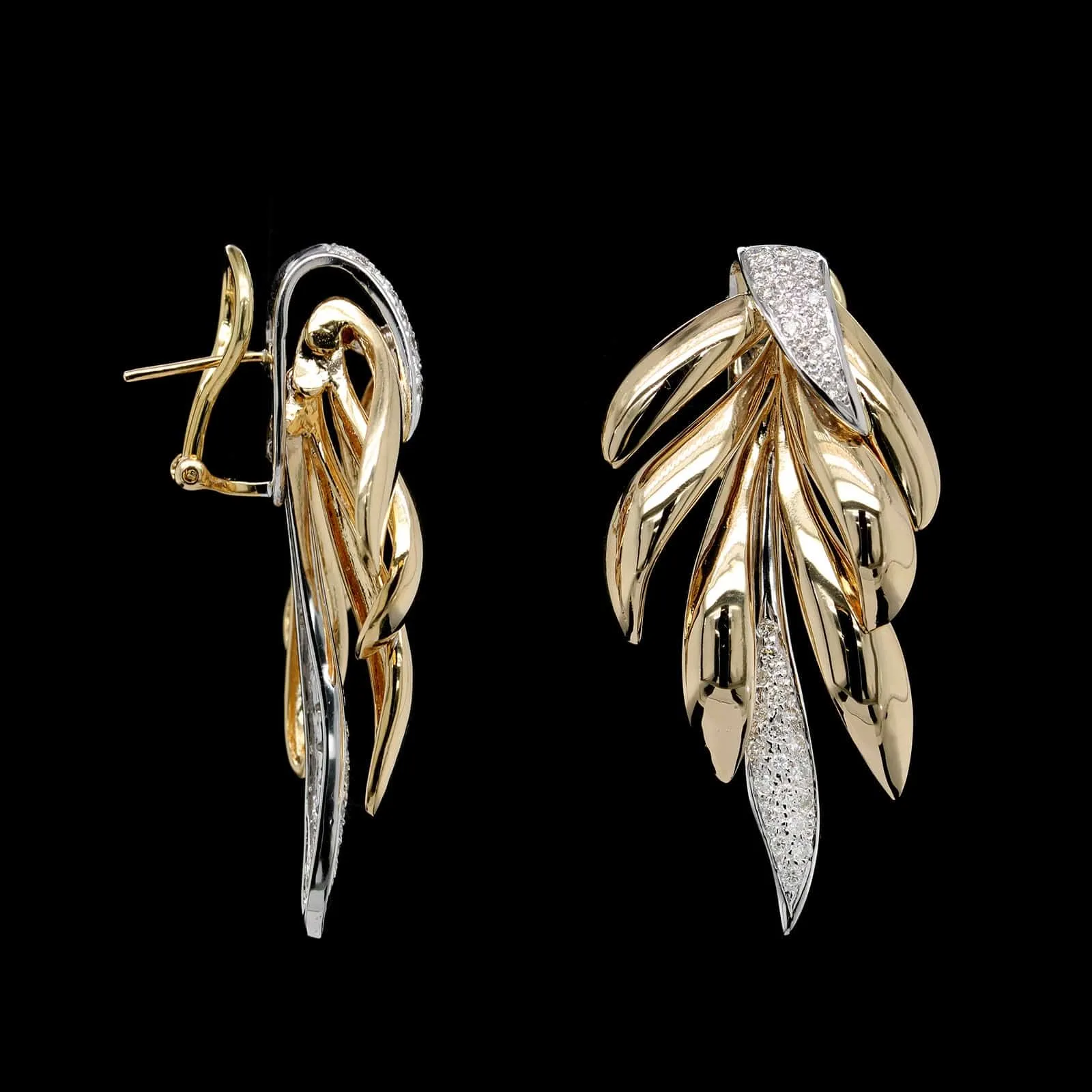 14K Two-tone Gold Estate Diamond Earrings