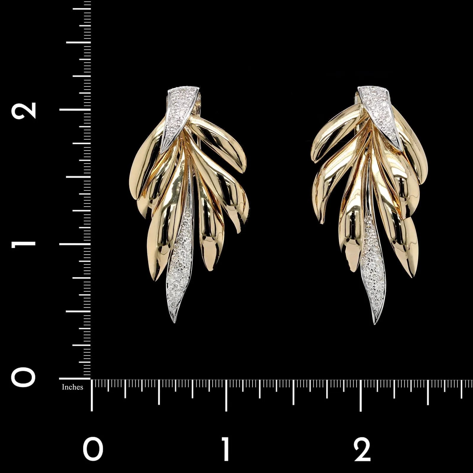 14K Two-tone Gold Estate Diamond Earrings