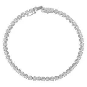 14k White Crown Prong Diamond Tennis Bracelet