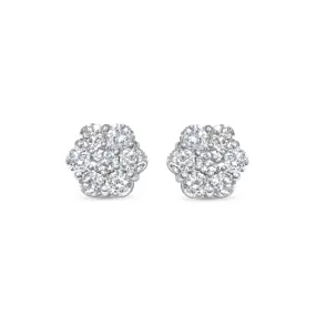 14K White Gold Cluster Earrings 0.92 ctw