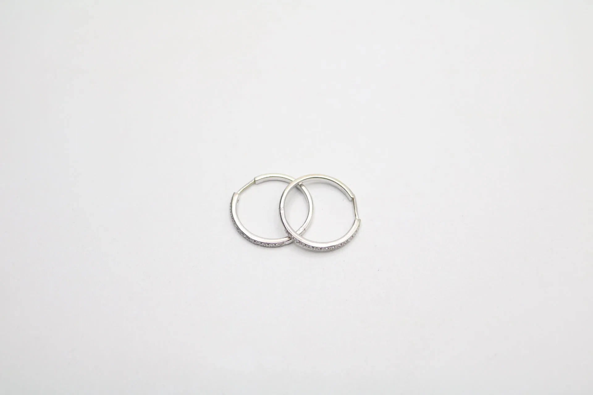14K White Gold Hoop Diamond Earrings (6.5 Grams)