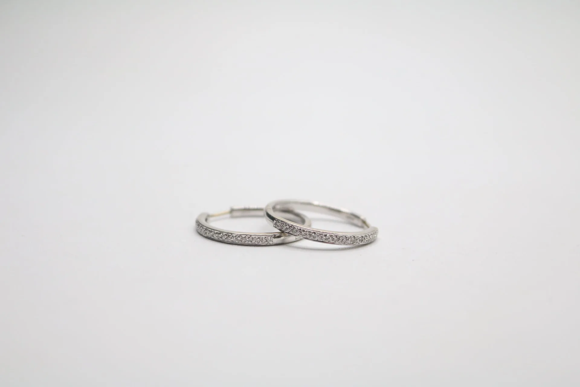 14K White Gold Hoop Diamond Earrings (6.5 Grams)