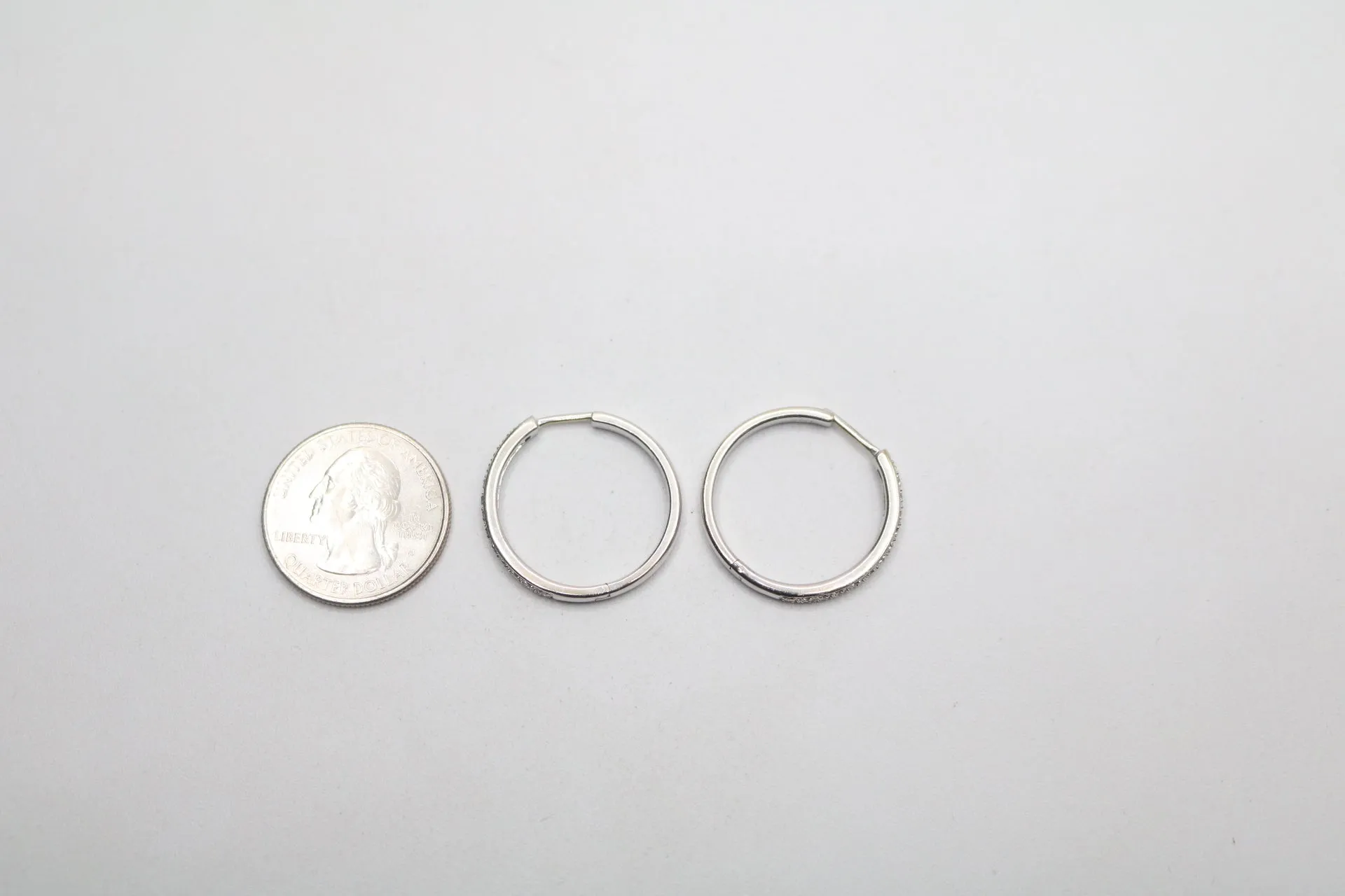 14K White Gold Hoop Diamond Earrings (6.5 Grams)