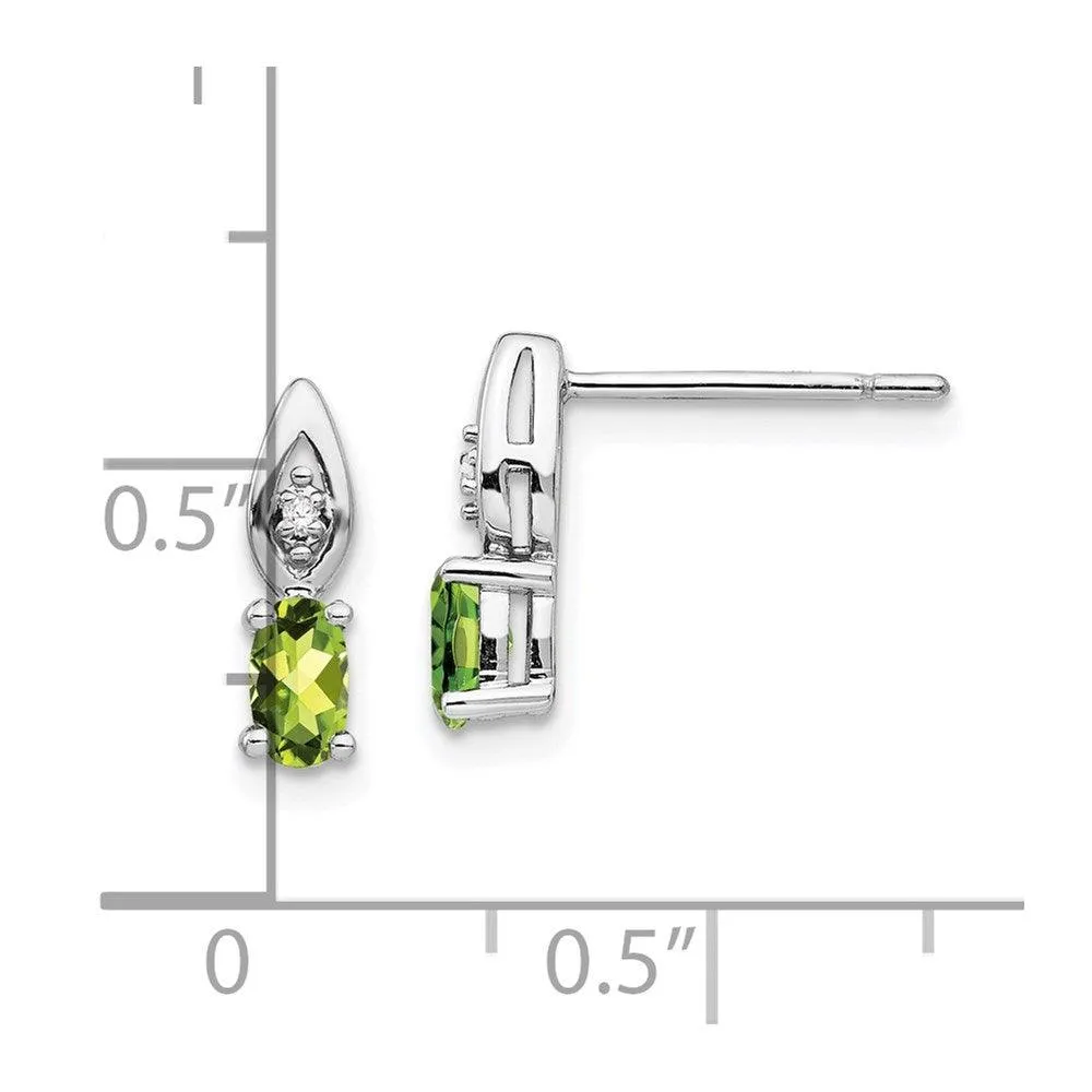 14k White Gold Peridot Diamond Earring