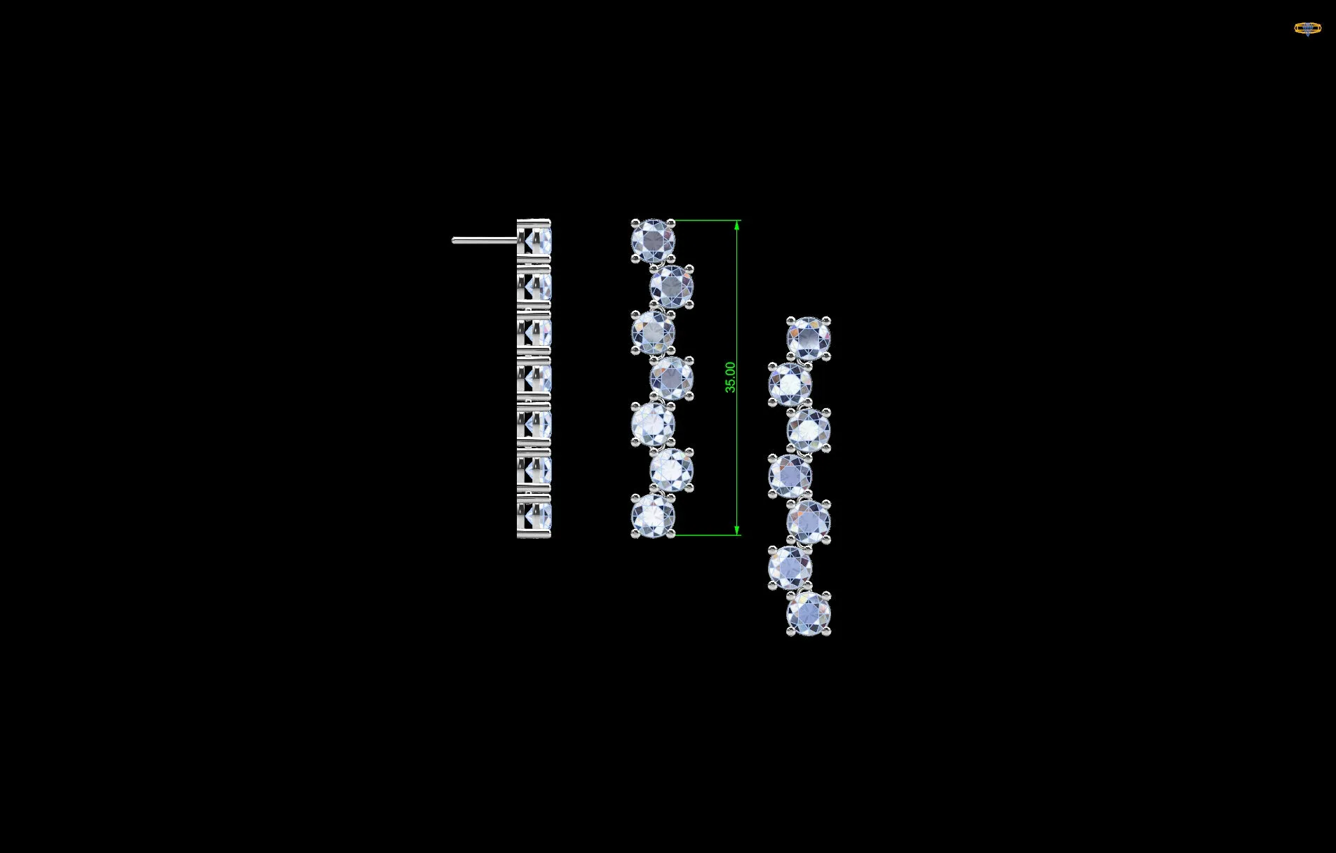 14K White Gold Scattered Diamond Drop Earrings