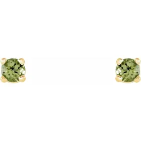 14K Yellow 2.5 mm Natural Peridot Stud Earrings