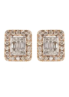 14K Yellow Gold Diamond Baguette Earrings For Men | 0.95 Carats | 4.74 Grams