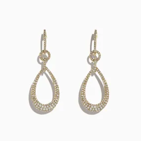 14K Yellow Gold Diamond Drop Earrings, 1.50 TCW