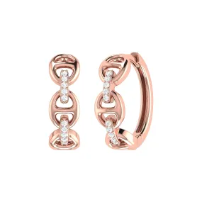 14KP 20RD0.10CT, DIAMOND ANCHOR LINK HUGABLE EARRI (118HP402128P14)