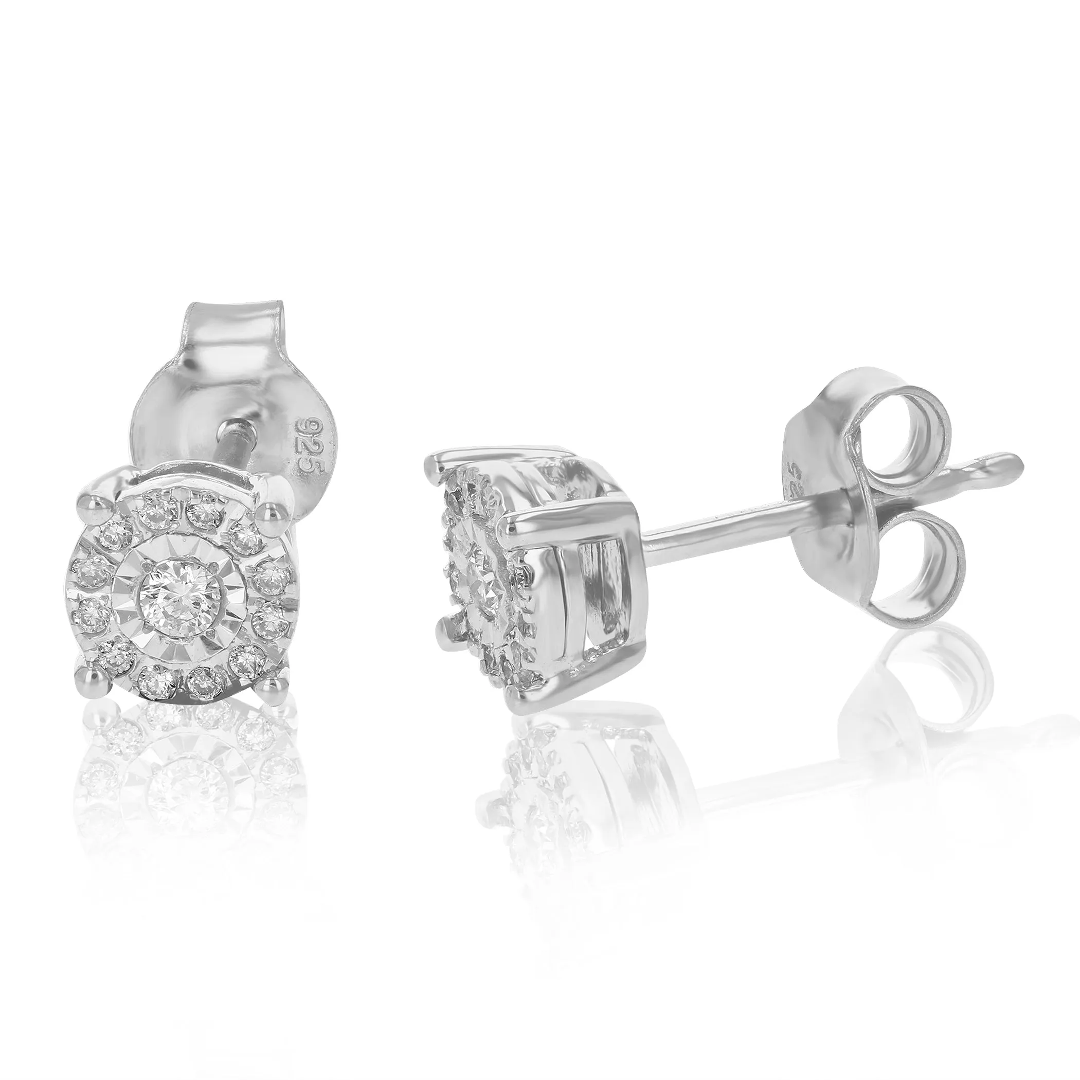 1/6 cttw Round Cut Lab Grown Diamond Stud Earrings Prong Set In 925 Sterling Silver