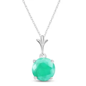 1.65 Carat 14K Solid White Gold Happy Year Emerald Necklace