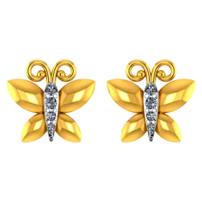 18k Butterfly Shaped Diamond Earrings With Intricate Detailing