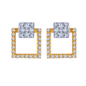 18k Elegant Square Diamond Stud Earrings