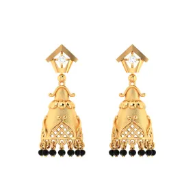 18k Traditional Gold Jhumka Earrings With Diamond From Pc Chandra Diamond Collection