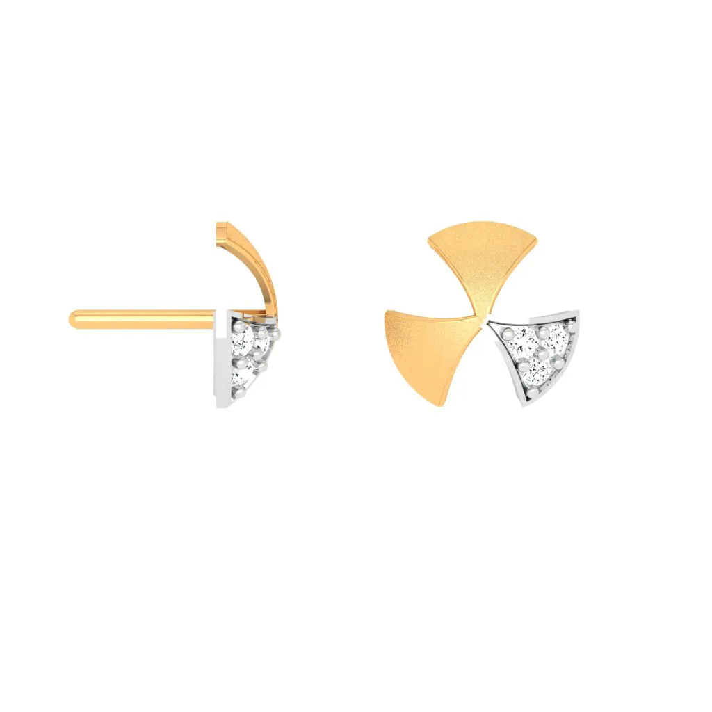 18KT Show Stealing Windmill Themed Gold And Diamond Earrings