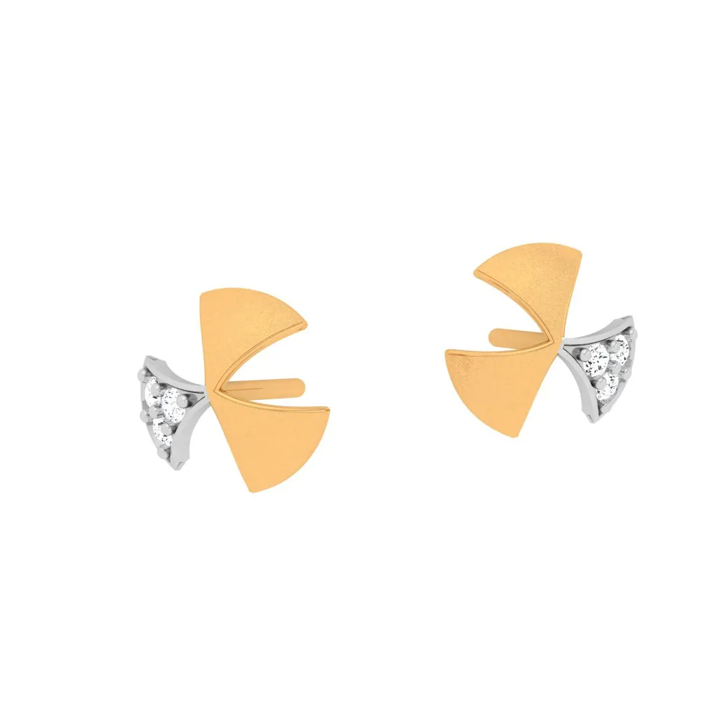 18KT Show Stealing Windmill Themed Gold And Diamond Earrings