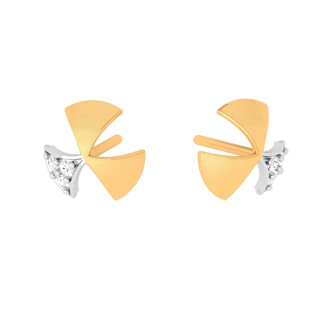 18KT Show Stealing Windmill Themed Gold And Diamond Earrings