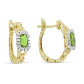 18" 0.70Ct Peridot Hoops Earrings In 14K Yellow Gold