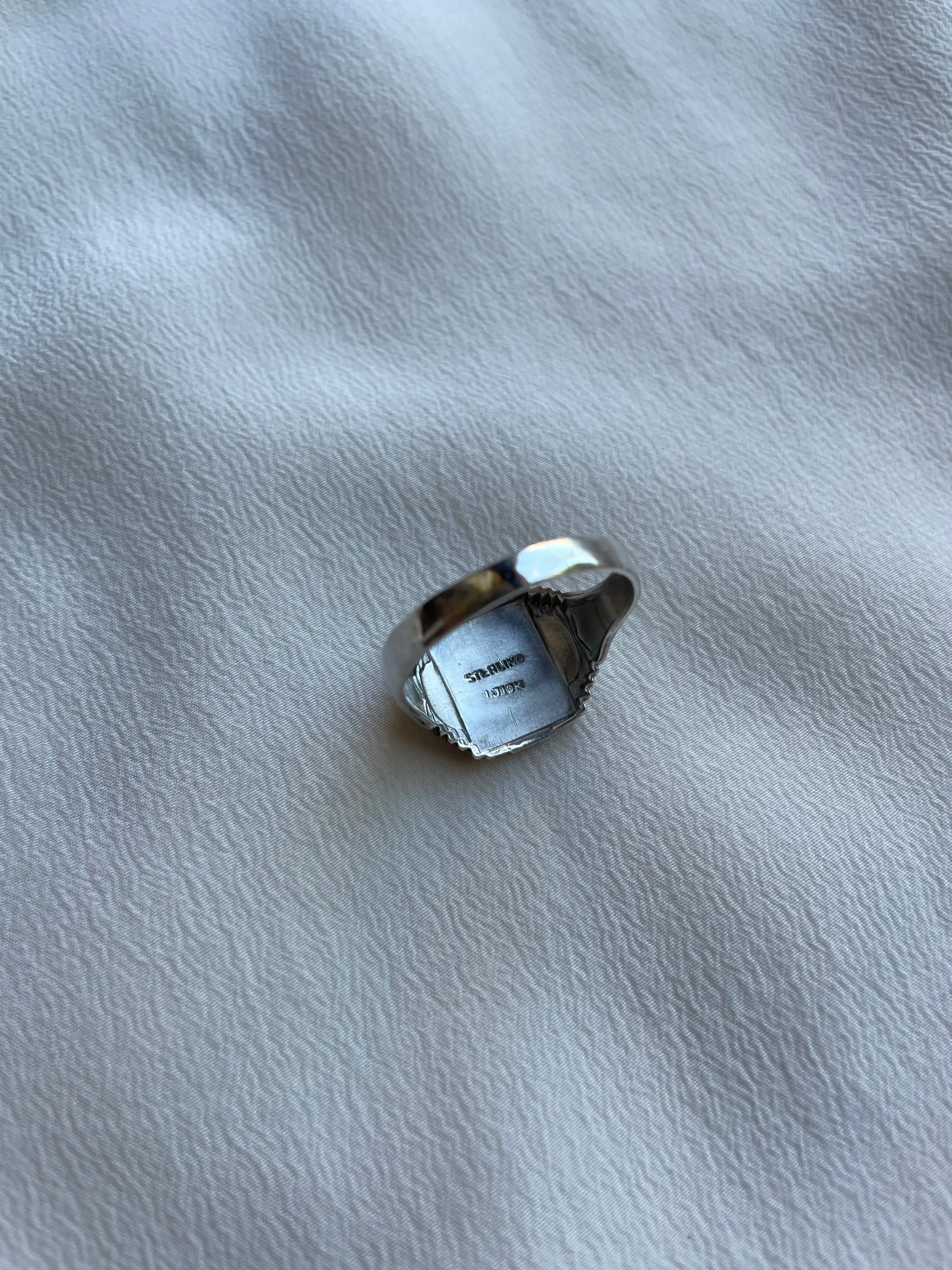 1940s Sterling and Gold "LR" Signet Ring R114