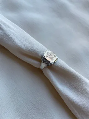 1940s Sterling and Gold "LR" Signet Ring R114