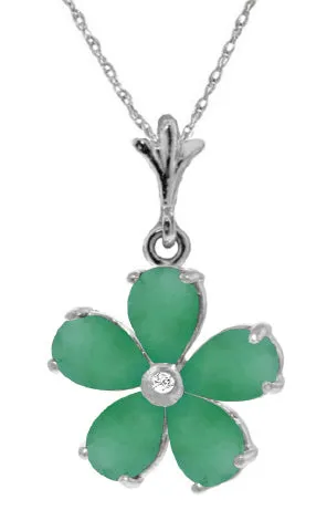2.22 Carat 14K Solid Yellow Gold Necklace Natural Emerald Diamond