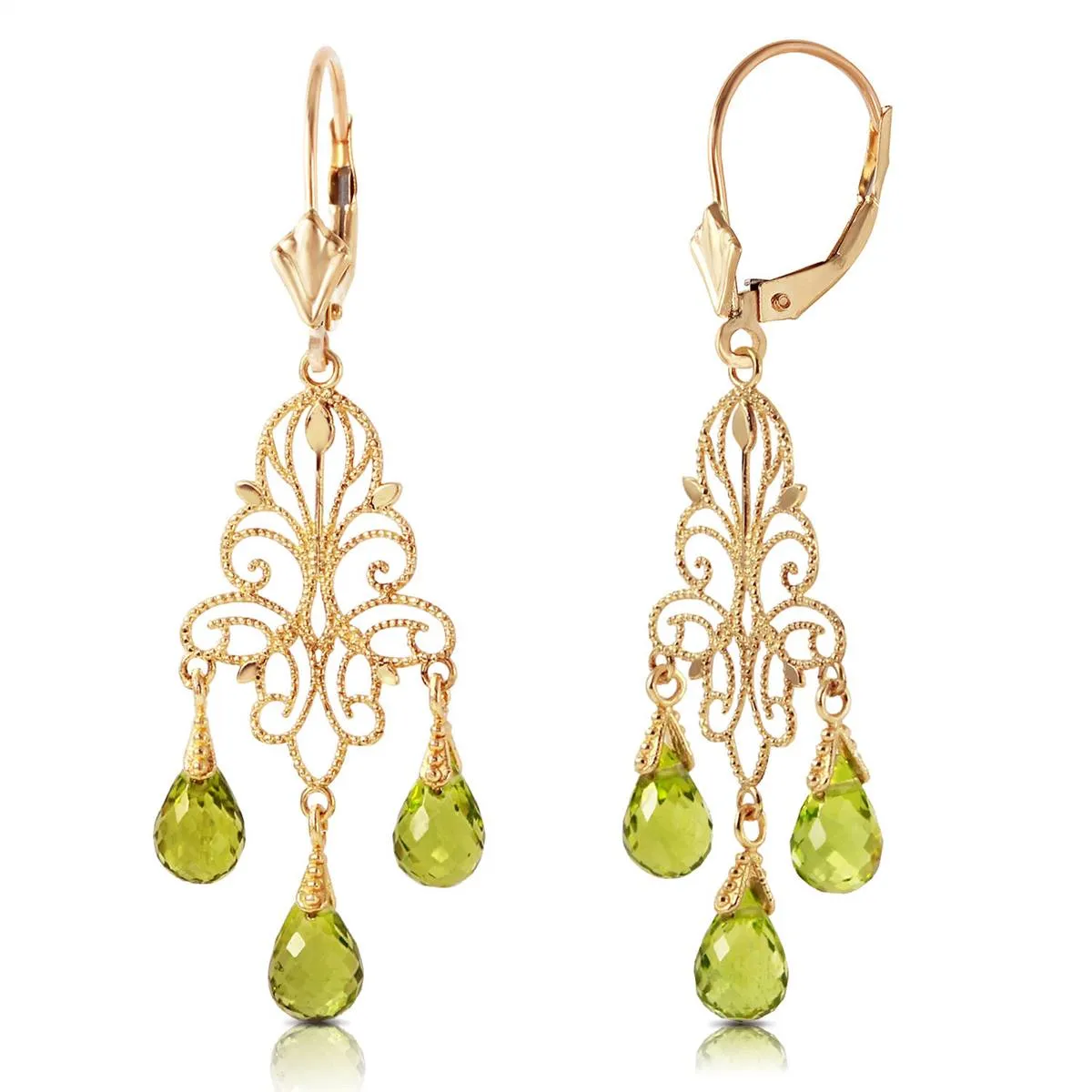 3.75 Carat 14K Solid Yellow Gold Intricacy Peridot Earrings