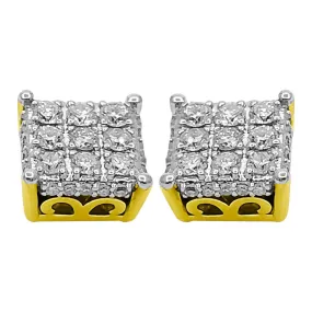 3D Box Diamond Earrings .50cttw 10K Yellow Gold