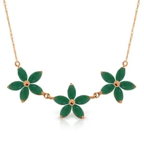 4.2 Carat 14K Solid Rose Gold Necklace Natural Emerald