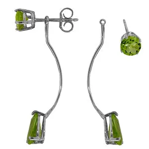 4.2 Carat 14K Solid White Gold Stud Drops Earrings Natural Peridot
