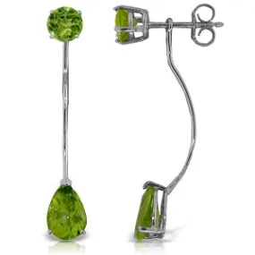 4.2 Carat 14K Solid White Gold Stud Drops Earrings Natural Peridot