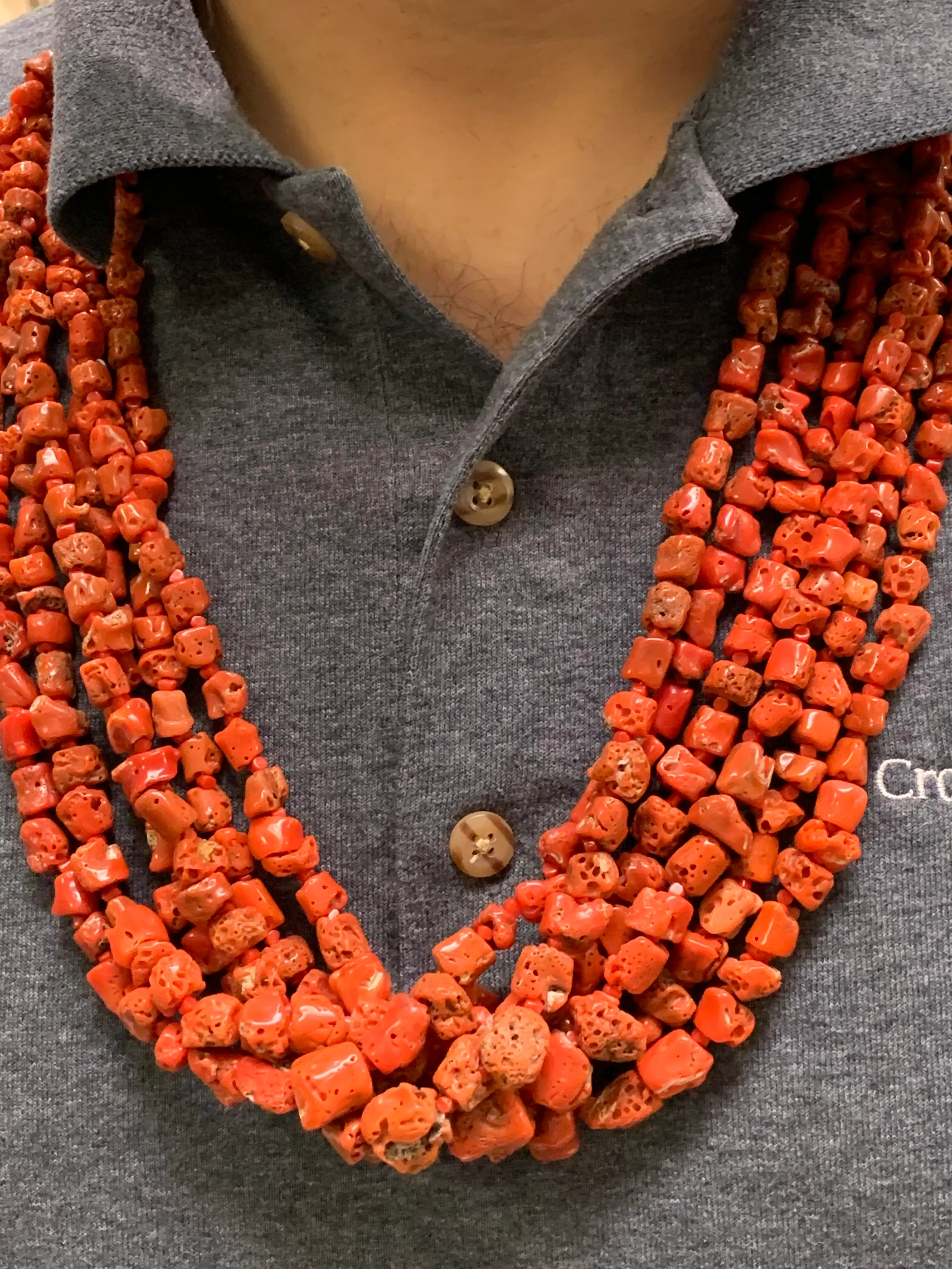 6 STRANDS NATURAL MEDITERRANEAN CORAL SANTO DOMINGO/KEWA PUEBLO