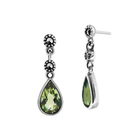 9 karat Sterlingsilber Peridot & Markasit Fallen/ Lang Ohrringe