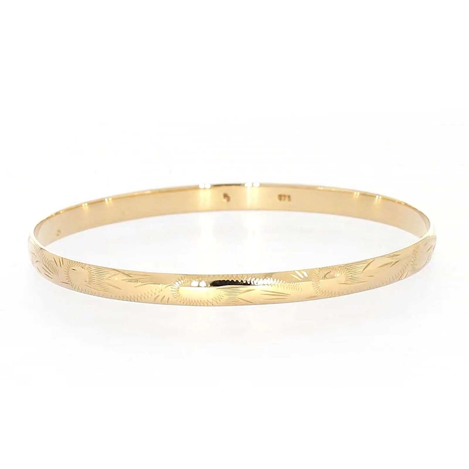 9ct Yellow Gold 65x5mm Solid Bangle