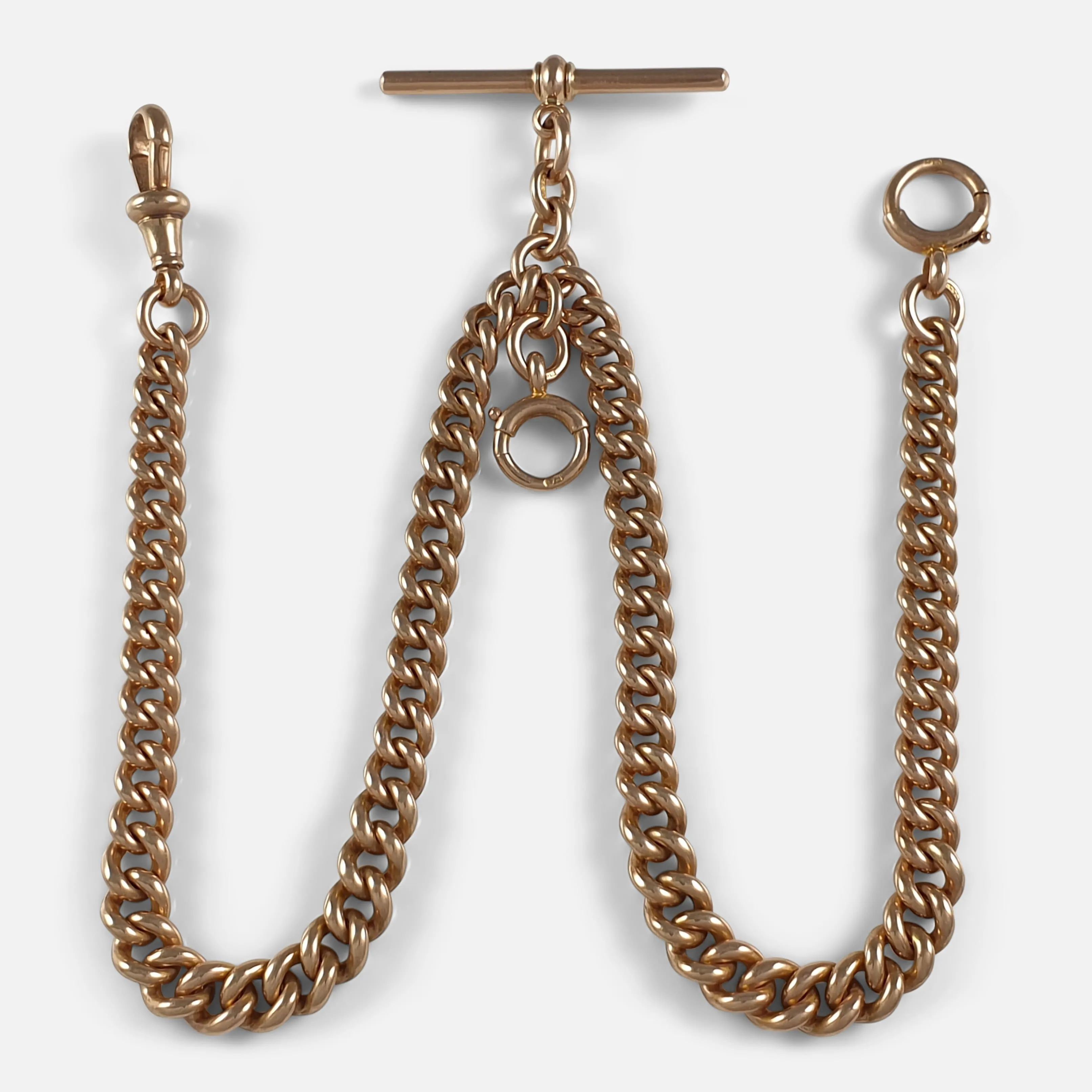9ct Yellow Gold Double Albert Watch Chain - 51.8 grams
