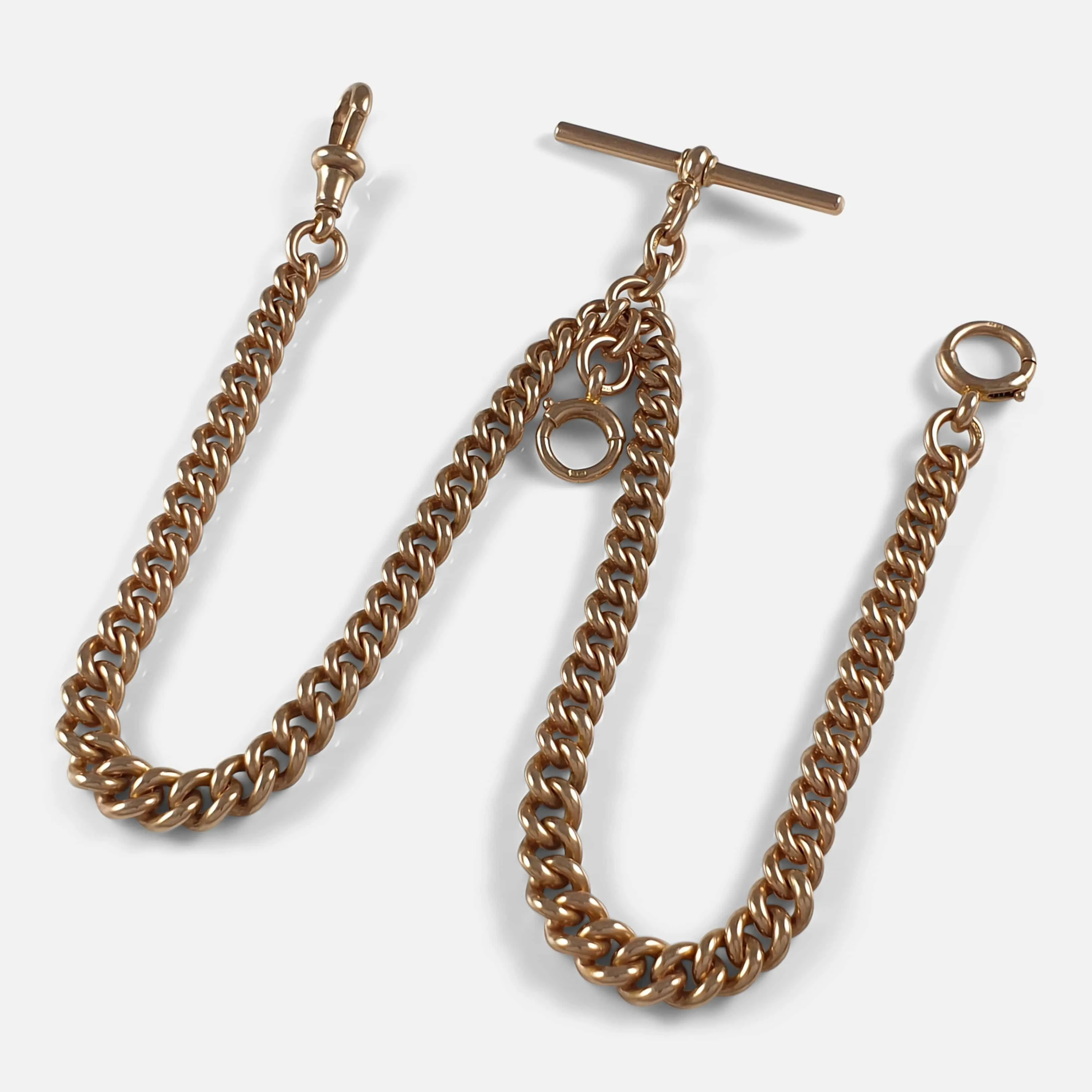 9ct Yellow Gold Double Albert Watch Chain - 51.8 grams